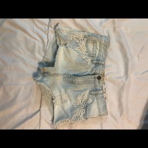 Forever 21 high waisted jean shorts with lace